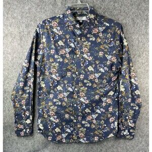 Murano Shirt Men’s Medium Floral Slim Fit Button Up Long Sleeve 100% Cotton